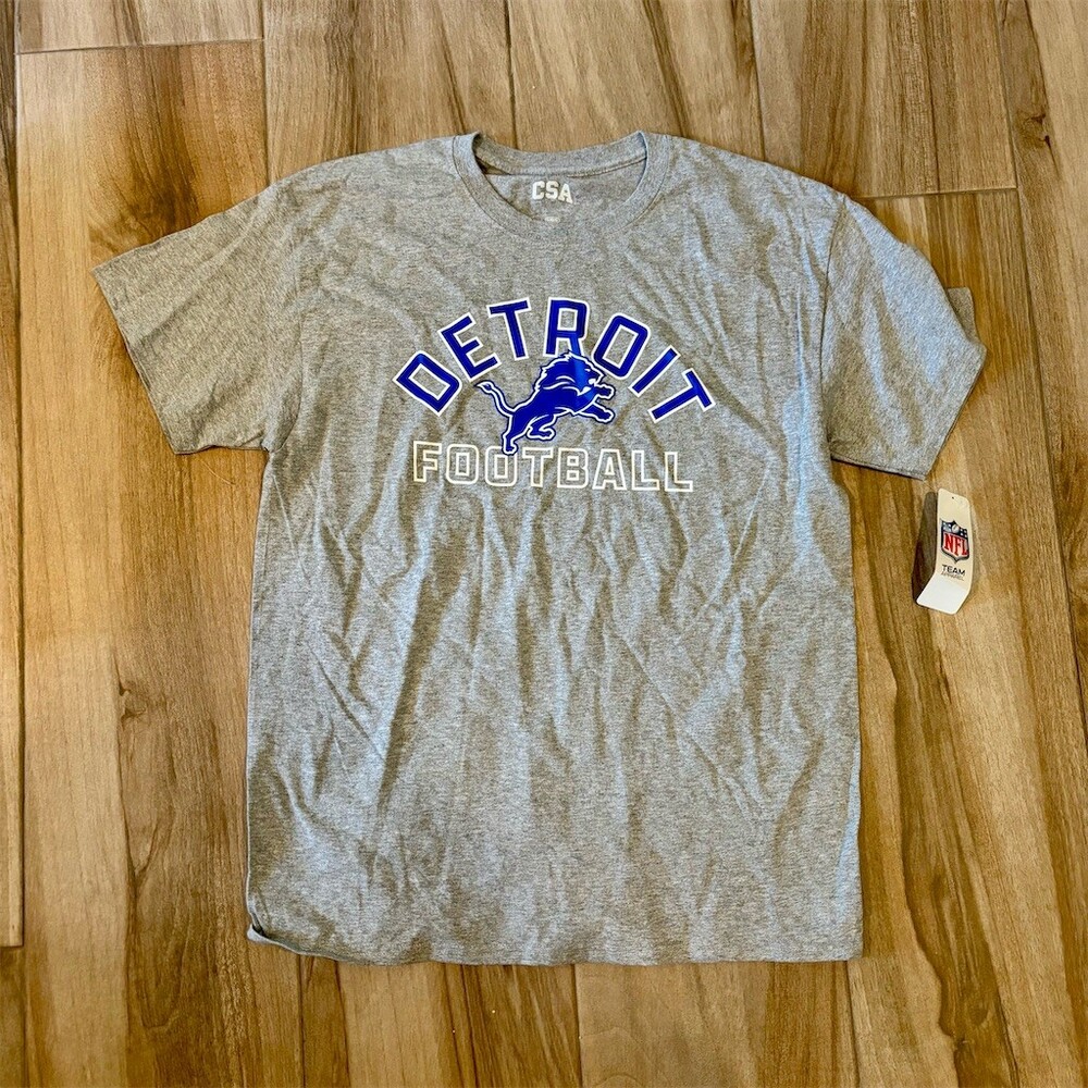 Nike Detroit Lions Detroit Football T-Shirt Mens L Gray Graphic NFL Crew